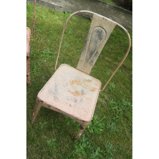 Image 1 of Ensemble de 3 chaises de jardin empilables Tolix patinées vintage