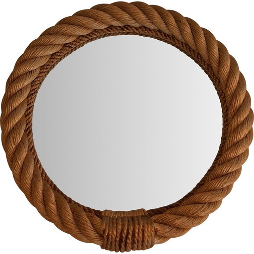Miroir rond en corde vintage, France 1970