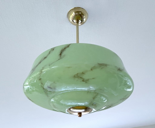 Lampe pendante Art Déco en verre vert