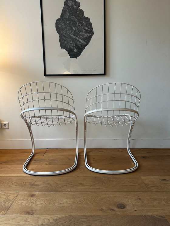 Image 1 of 2X Gastone Rinaldi Chaises Sabrina Blanc Pour Thema Italie