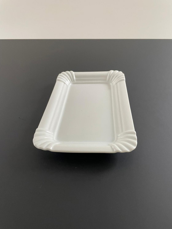 Image 1 of Assiette en céramique blanche en forme d'assiette en papier