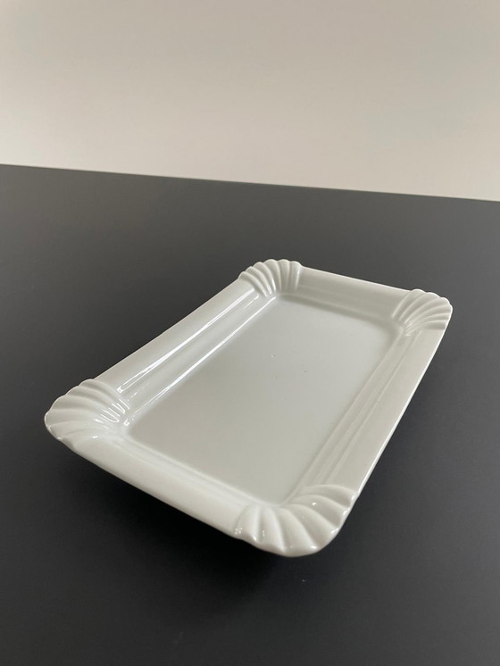 Image 1 of Assiette en céramique blanche en forme d'assiette en papier