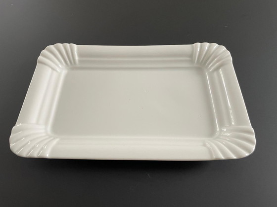 Image 1 of Assiette en céramique blanche en forme d'assiette en papier