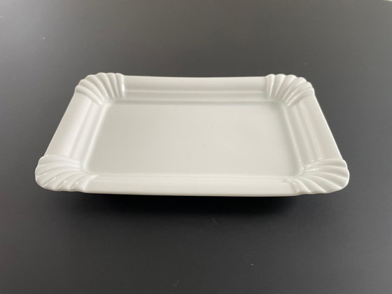 Image 1 of Assiette en céramique blanche en forme d'assiette en papier