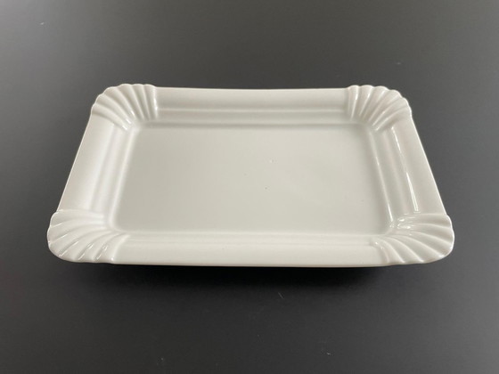 Image 1 of Assiette en céramique blanche en forme d'assiette en papier