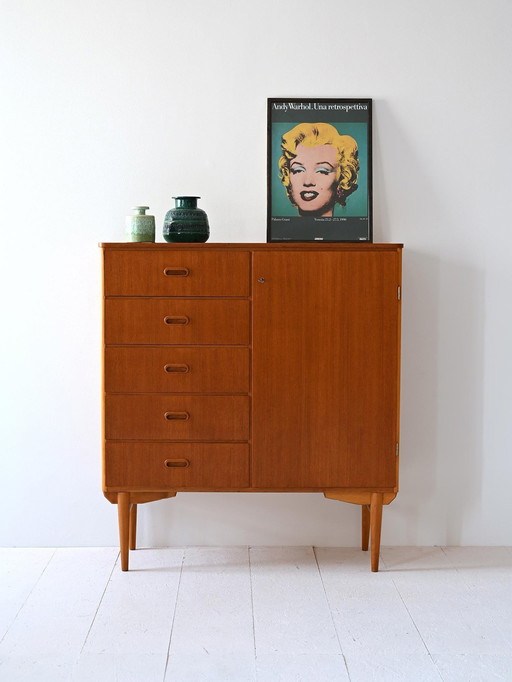 Armoire scandinave vintage avec une porte et des tiroirs