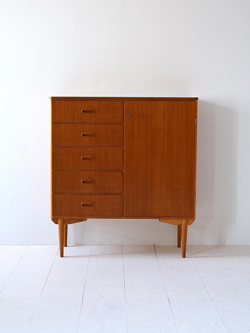 Armoire scandinave vintage avec une porte et des tiroirs