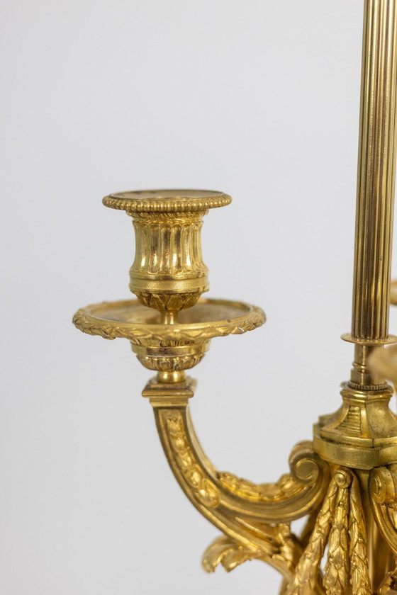 Image 1 of Lampadaire De Parquet Design En Acier Brossé Et Laiton. Travail Français. Vers 1940