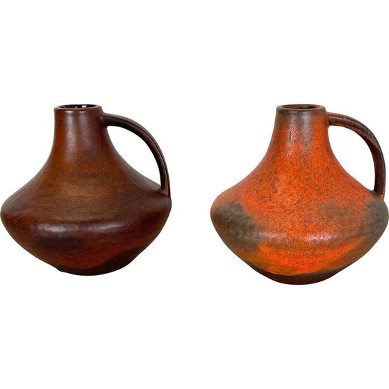 Image 1 of Paire de vases vintage en poterie de lave par Heinz Siery pour Cartens Tönnieshof, Allemagne, années 1970