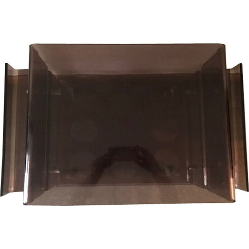 Table de bar vintage sur roulettes en méthacrylate fumé par Michel Dumas pour Roche Bobois