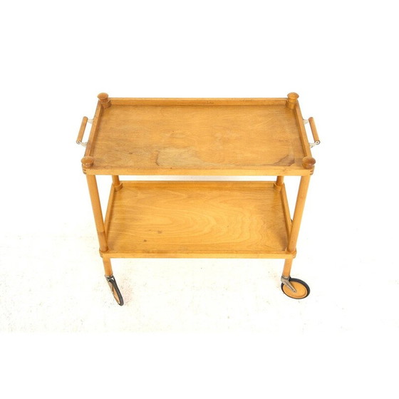 Image 1 of Table de service vintage en bois de bouleau sur roulettes, Suède 1950