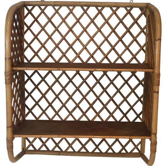 Image 1 of Etagère murale vintage en rotin, 1950