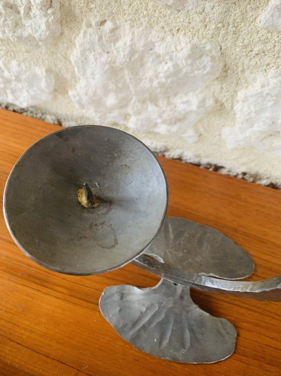 Image 1 of Chandeliers en fer à deux bras, style brutaliste, français, ensemble de 2