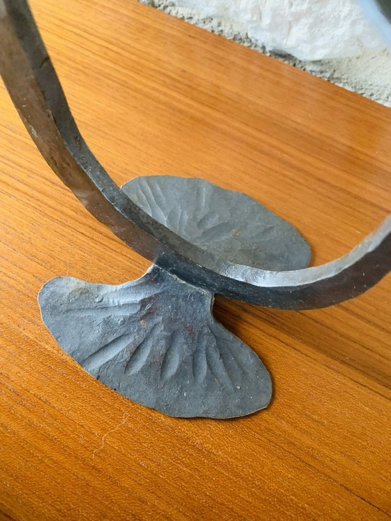 Image 1 of Chandeliers en fer à deux bras, style brutaliste, français, ensemble de 2