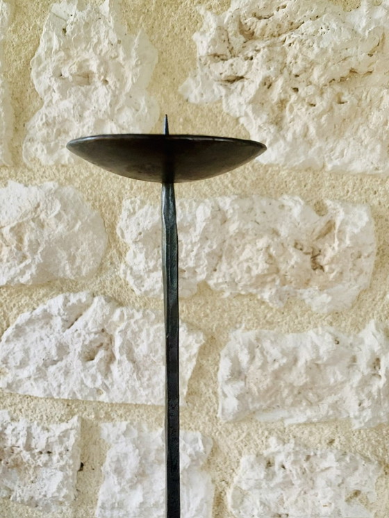 Image 1 of Chandeliers en fer à deux bras, style brutaliste, français, ensemble de 2