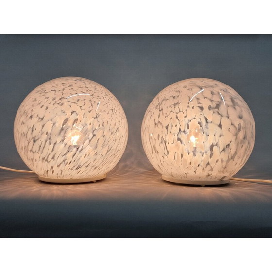 Image 1 of Paire de lampes de table en verre du milieu du siècle dernier, 1970