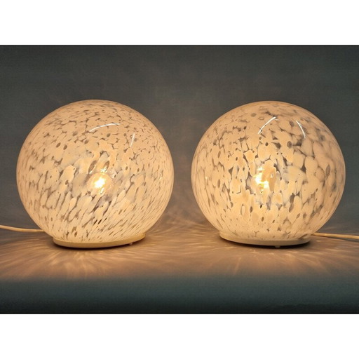 Paire de lampes de table en verre du milieu du siècle dernier, 1970