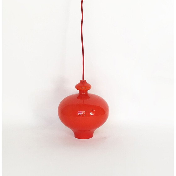 Image 1 of Suspension double en verre orange vintage par Hans Agne Jakobsson pour AB Markaryd