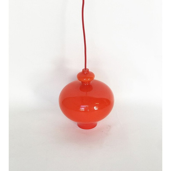 Image 1 of Suspension double en verre orange vintage par Hans Agne Jakobsson pour AB Markaryd