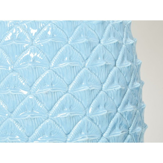 Image 1 of Lampe vintage à ananas en céramique bleue par Tommaso Barbi, Italie 1970