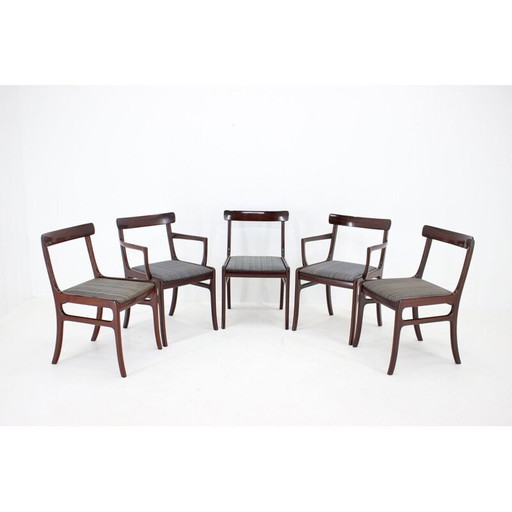 Ensemble de 5 chaises Rungstedlund vintage en acajou par Ole Wanscher, Danemark années 1950