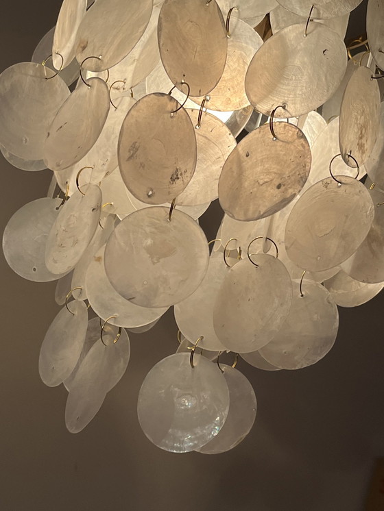 Image 1 of Lampe pendante Vintage Capiz Shell Opaline Pearl