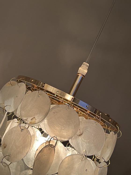 Image 1 of Lampe pendante Vintage Capiz Shell Opaline Pearl
