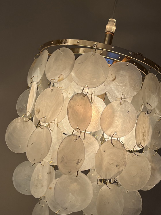 Image 1 of Lampe pendante Vintage Capiz Shell Opaline Pearl