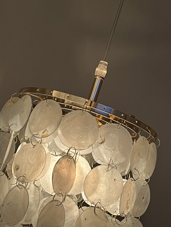 Image 1 of Lampe pendante Vintage Capiz Shell Opaline Pearl
