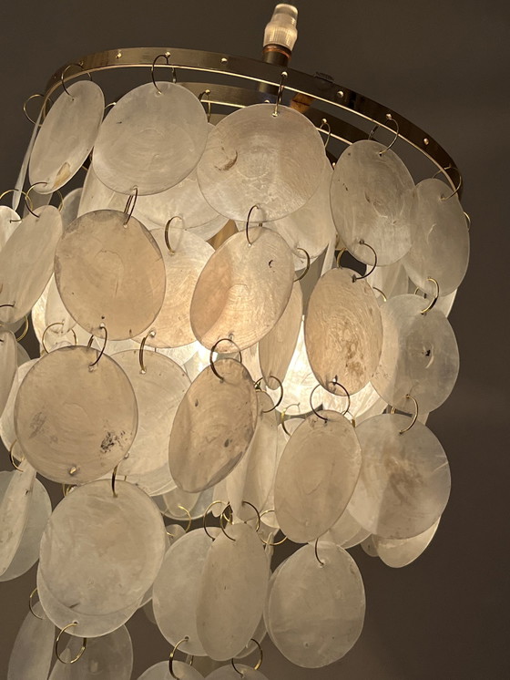 Image 1 of Lampe pendante Vintage Capiz Shell Opaline Pearl