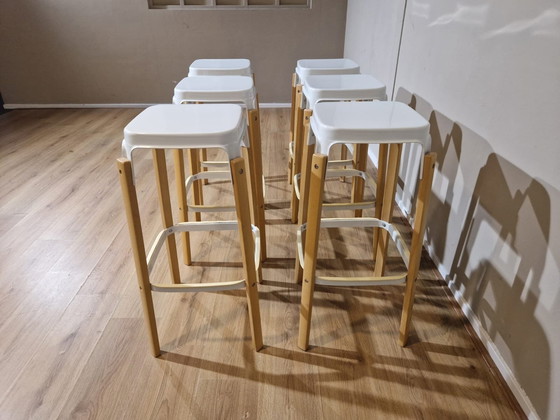 Image 1 of 6X Magis Steelwood - Tabourets de bar - Blanc - Acier - Bois -Design