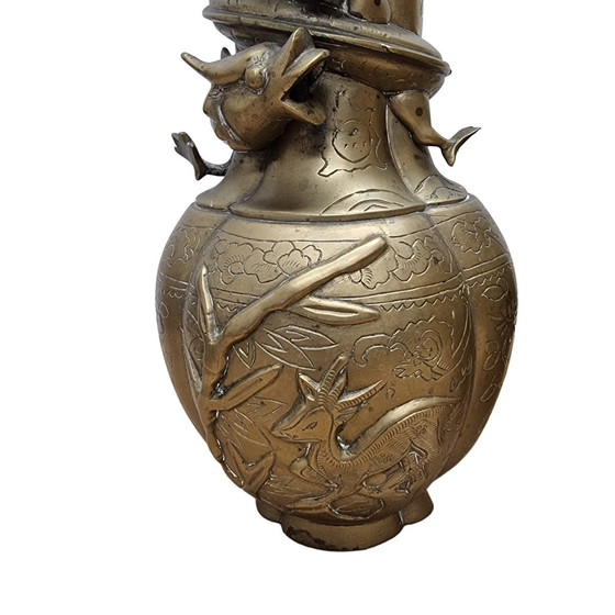 Image 1 of Vases chinois en laiton Dragon Début du 20ème siècle