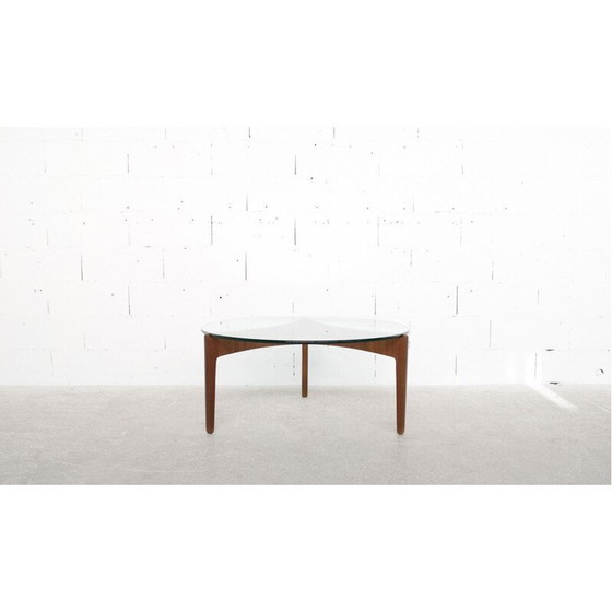 Image 1 of Table basse vintage en teck et verre par Sven Ellekaer pour Christian Linneberg, 1960