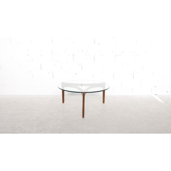 Image 1 of Table basse vintage en teck et verre par Sven Ellekaer pour Christian Linneberg, 1960