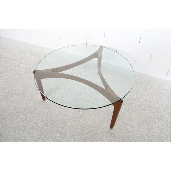 Image 1 of Table basse vintage en teck et verre par Sven Ellekaer pour Christian Linneberg, 1960
