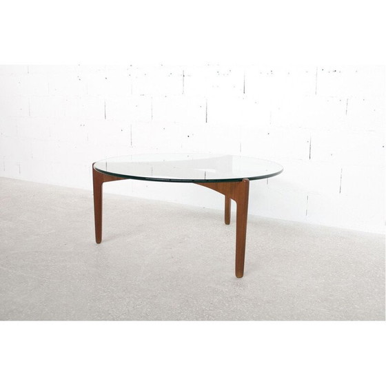 Image 1 of Table basse vintage en teck et verre par Sven Ellekaer pour Christian Linneberg, 1960