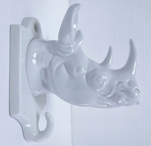 Patère Rhinocéros Porcelaine Design Contemporain