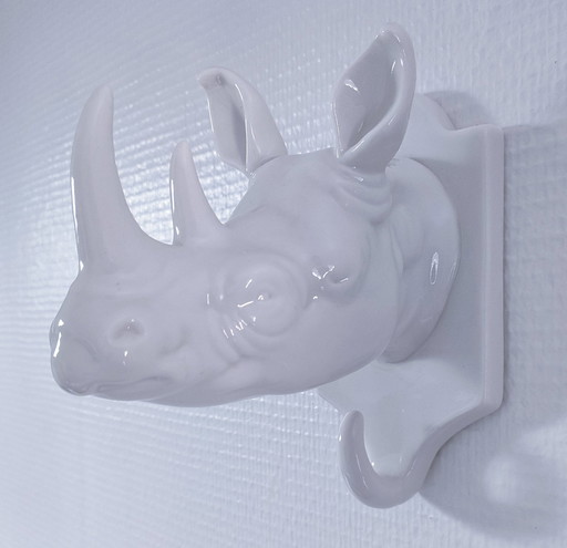 Patère Rhinocéros Porcelaine Design Contemporain