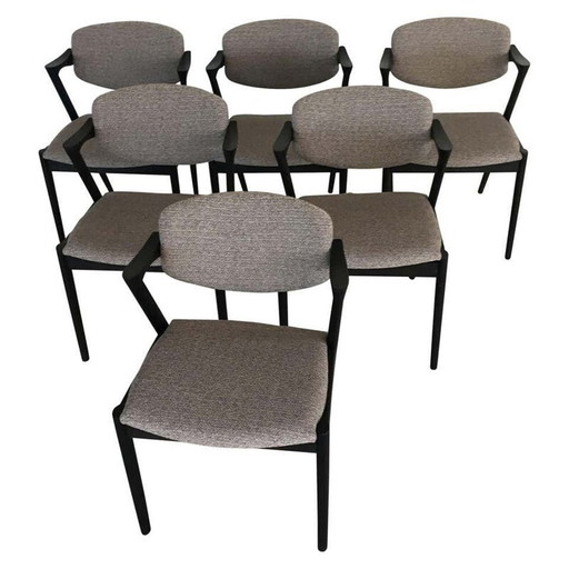 Ensemble de 6 chaises de salle à manger ébonisées vintage par Kai Kristiansen