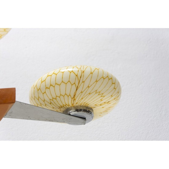 Image 1 of Lustre vintage en chrome et bois, années 1930