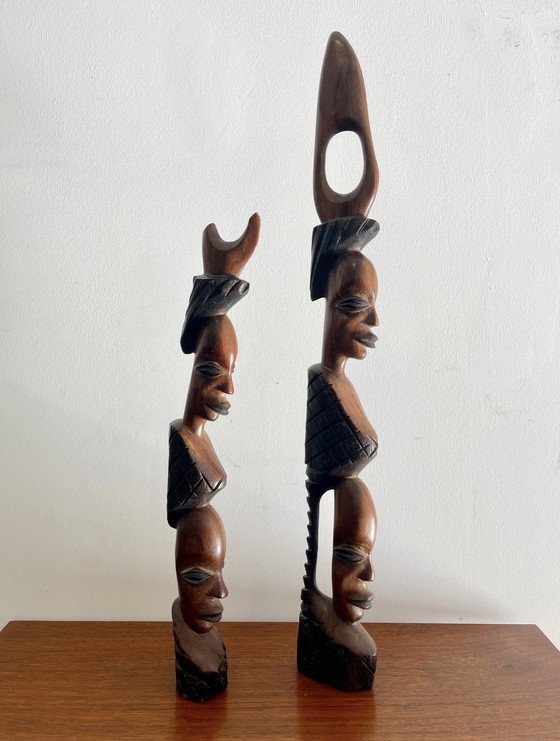 Image 1 of Figurines africaines en bois sculpté