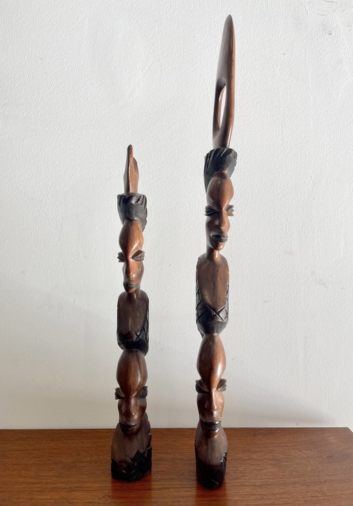 Figurines africaines en bois sculpté