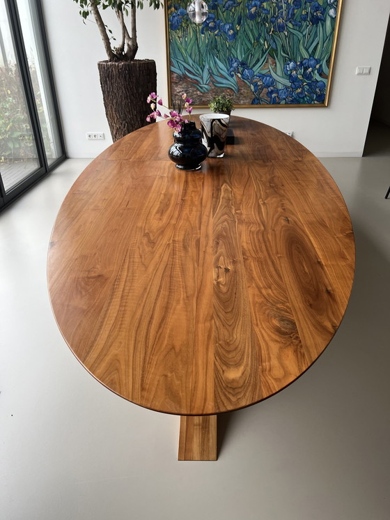 Image 1 of Crosstable 4 Beam Zinx Oval Table American Walnut