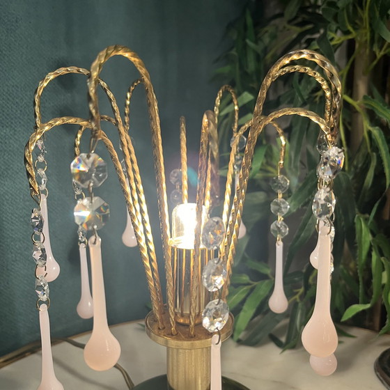 Image 1 of Lampe à poser rose opaline en forme de goutte d'eau Vintage