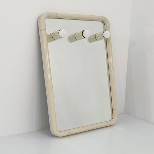 Miroir de toilette crème en plastique, 1970S