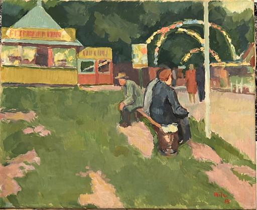 Wilhelm Julien Wils, 1880 - 1960, toile à l'huile, Danemark 1955, paysage,