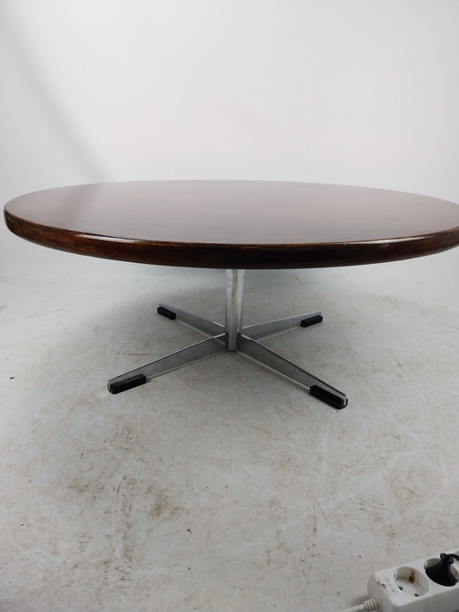 1 X Table basse en teck et chrome de style midcenturymoderne 1970's