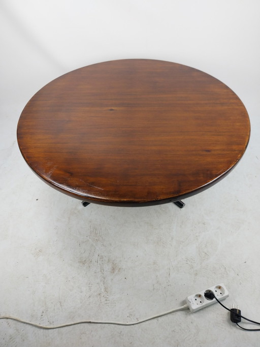 1 X Table basse en teck et chrome de style midcenturymoderne 1970's