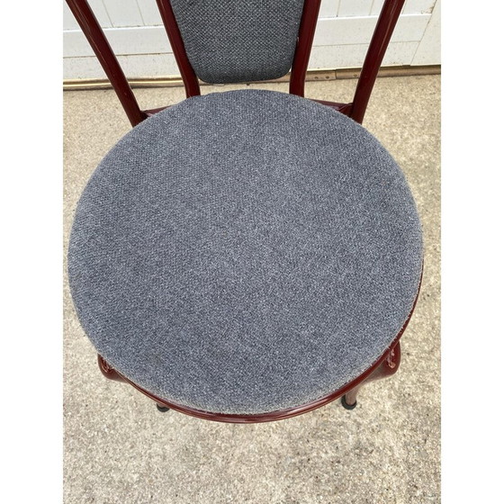 Image 1 of Chaise de restaurant bistro vintage en métal bordeaux et tissu gris, 1990