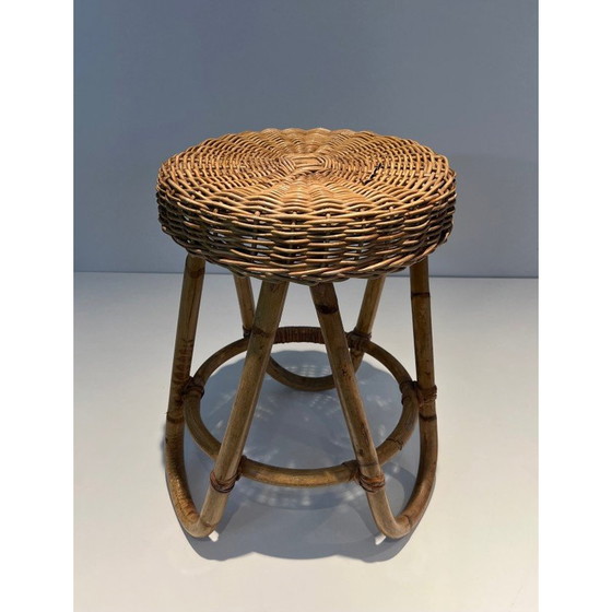 Image 1 of Tabouret vintage en rotin